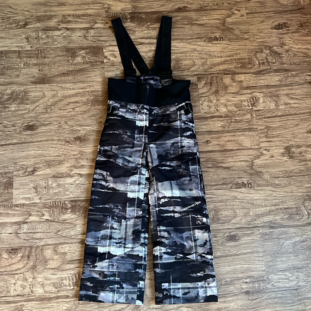 Boys Obermeyer Warp Black White Grey Ski Warm Snow Bibs Pants I-Grow Size 5